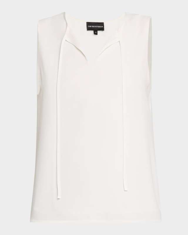 Sleeveless Front-Tie Blouse